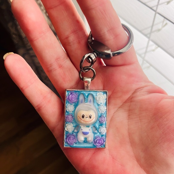 Handmade Kawaii “Labubu” Style Bunny Keychain/Purse Charm Floral - Picture 9 of 11